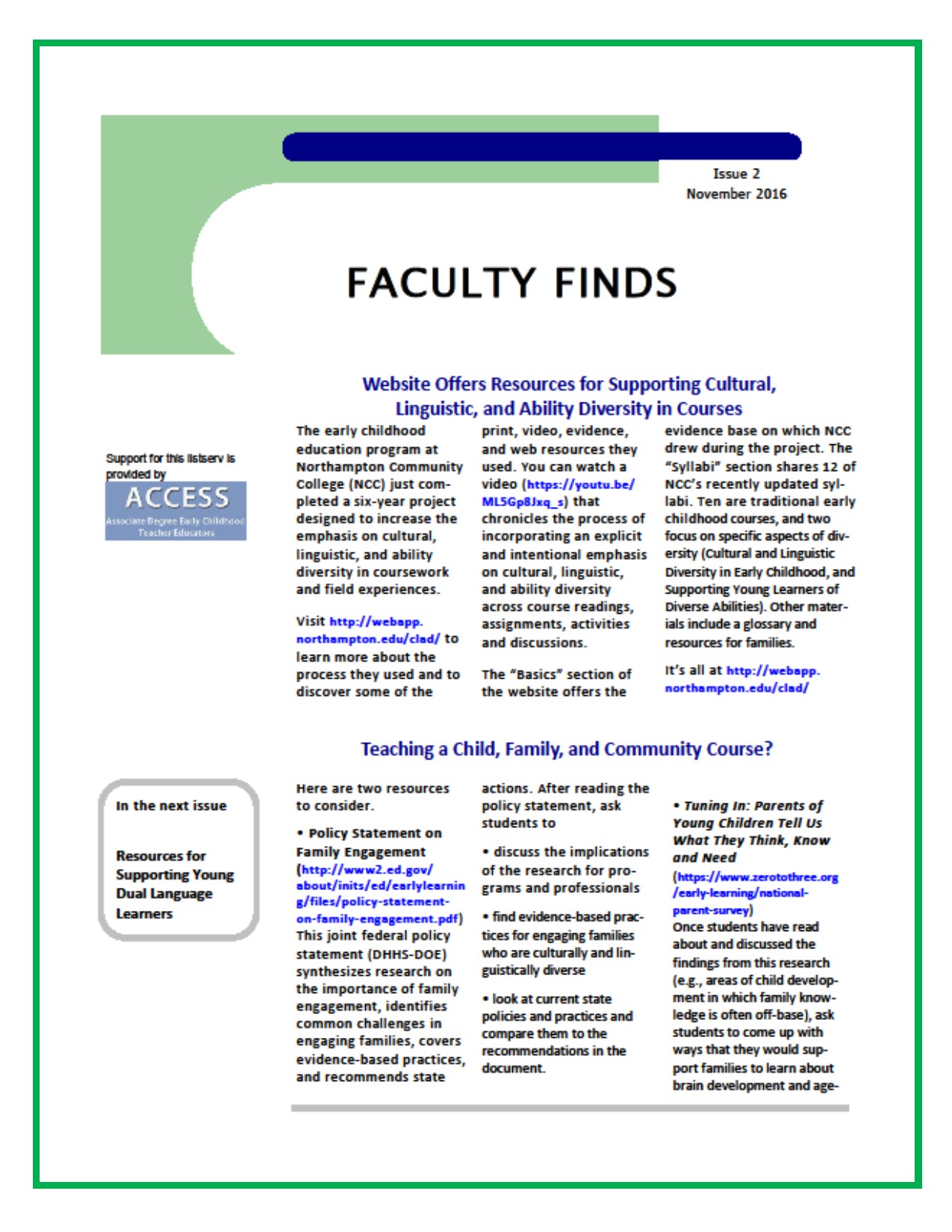Faculty Finds September 2017 Frank Porter Graham Child Development 
